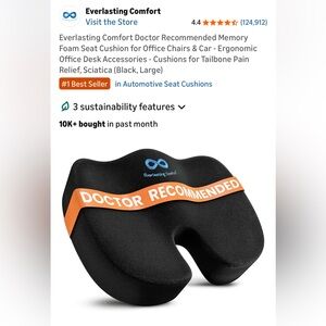 NWT Everlasting Comfort Memory Foam Office/Car Seat Cushion Ergonomic Relief